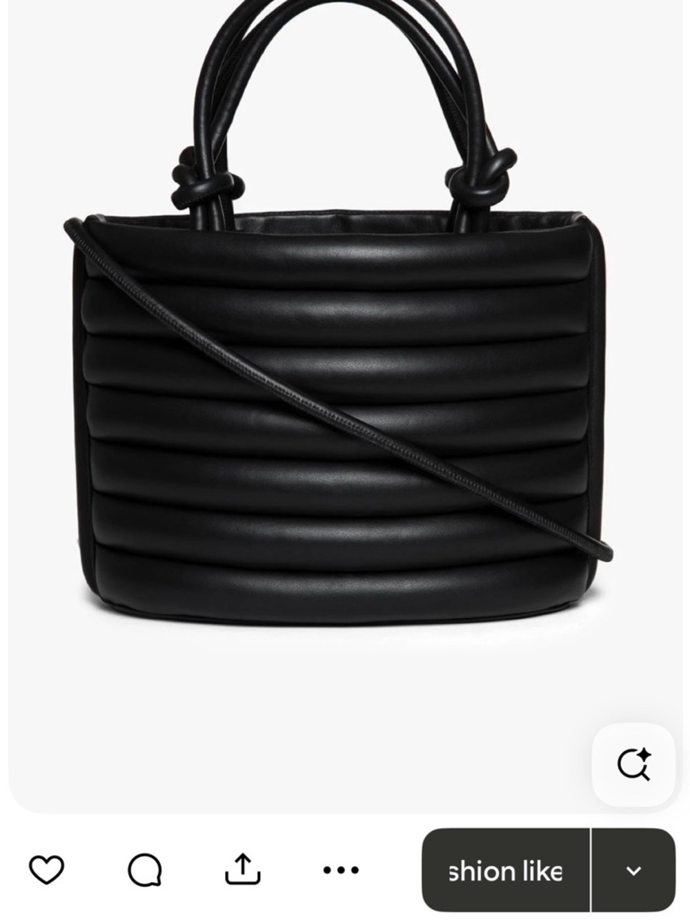 Staud Louie Tote Bag - Black Puffer Quilted Tote Bag with Top Handles